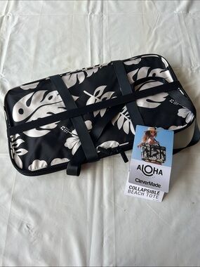 ALOHA Collection Black and White Collapsible Beach Tote